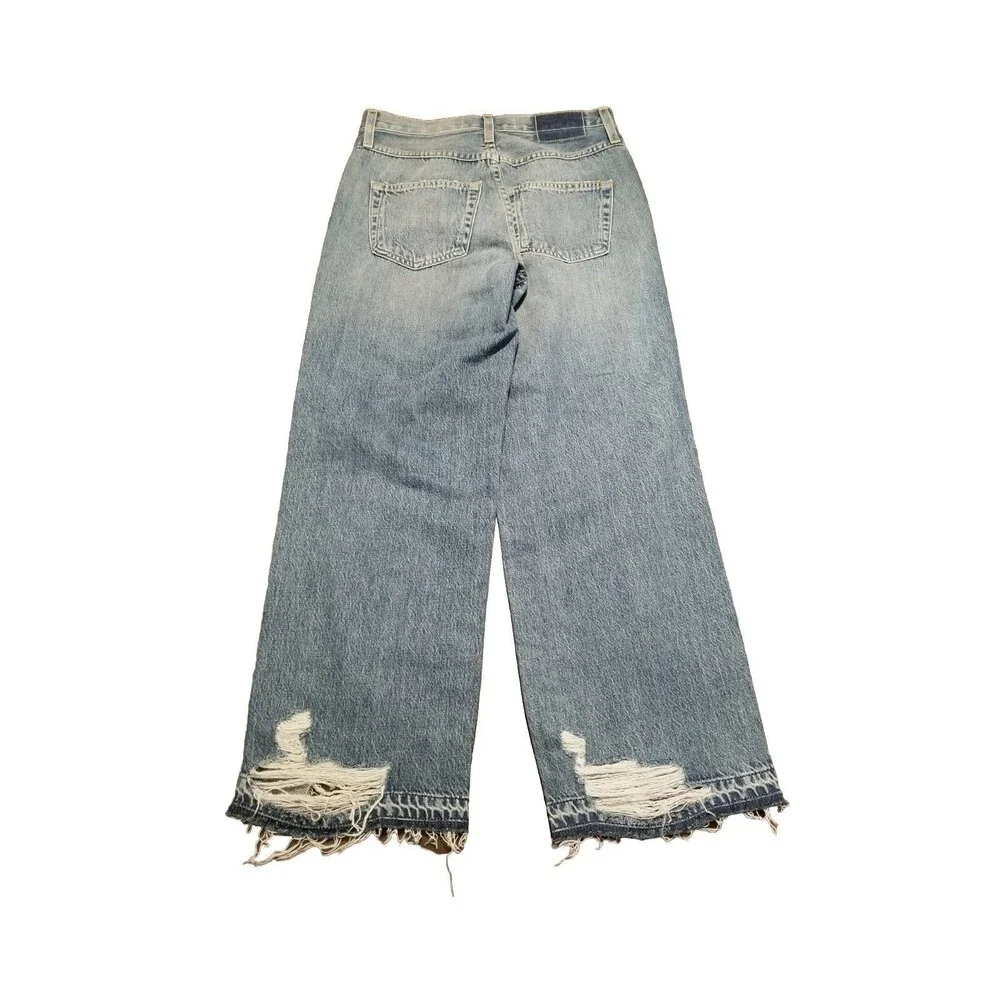AMO Sophie Crop Jeans Women 25 Runaway Destroy Fray Hem Anthropologie (28x26.5)